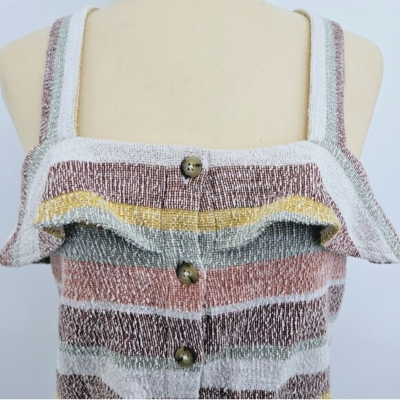 Madewell Texture & Thread Ruffle Tie-Front Tank in Stripe Size XS - Picture 8 of 14